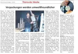 Zeitungsartikel über Kaffee&Keks zum Thema "Verpackungen werden umweltfreundlicher"